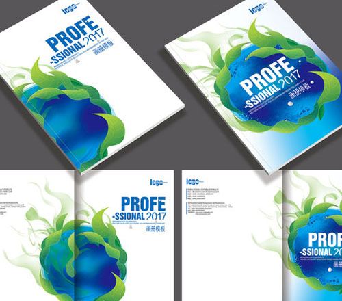 Blue and green booklet layout samples