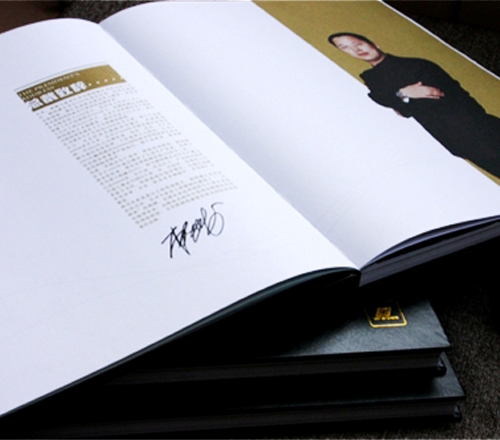 Open premium book with photo and signature page